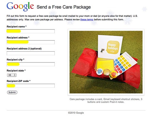 Free Care Package from Google