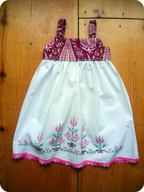 cross stitched farm girl dress