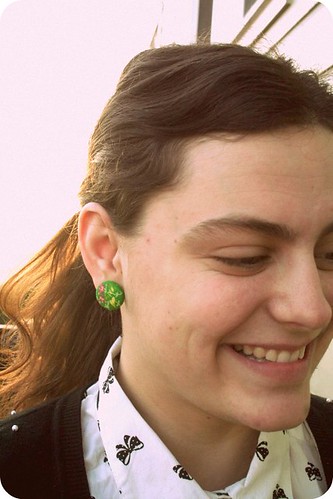 Green Flower Earrings!