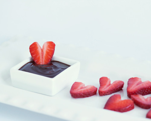 Strawberry Hearts in Chocolate Ganache