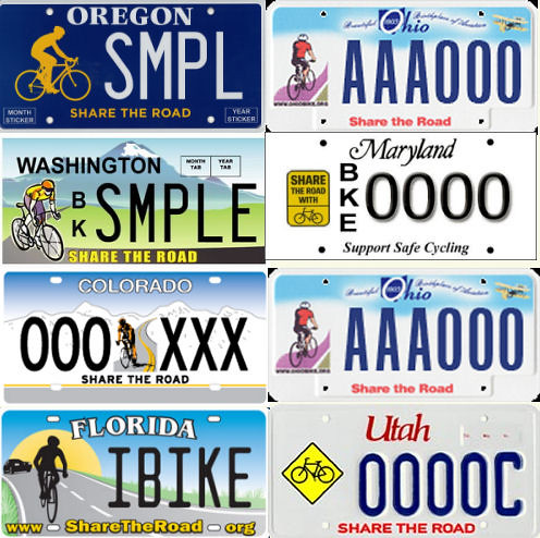 Share the Road license plates