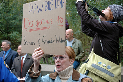 Prospect Park West bicycle lane protest