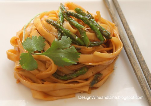 Spicy Peanut Sesame Noodles with Asparagus, Ginger and Scallion