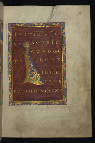 Illuminated Manuscript, Reichenau Gospels, Ornated Initial, Walters Art Museum Ms.  W.7, fol. 16r by Walters Art Museum Illuminated Manuscripts
