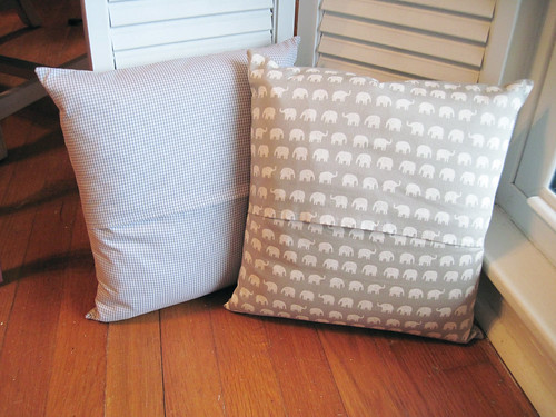 custom order - gray and white embroidered pillows