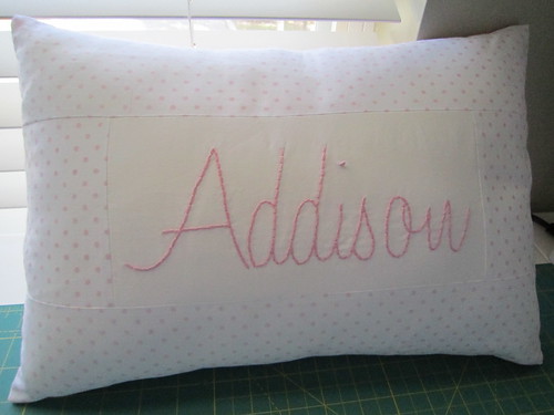 Hand embroidered baby pillow