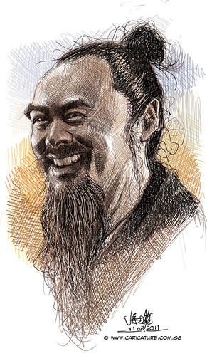 digital caricature sketch of Chow Yun Fatt - 2