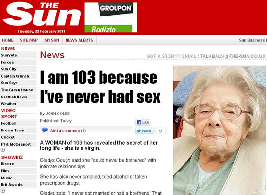 103 anos sem sexo