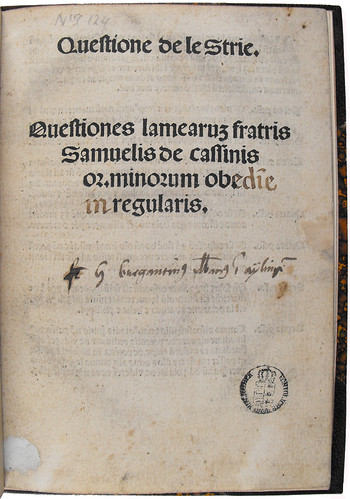 Title page of Questione de le strie