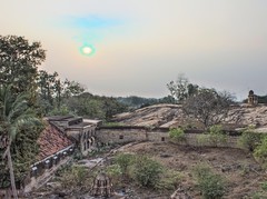 Kundrakudi Sunset - view of abandoned temple from the main temple stairs