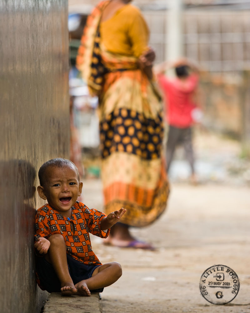 A child cries in the slums of Sylhet, Bangladesh.