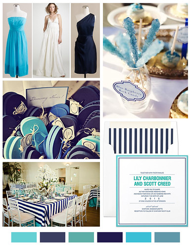 Aqua and Navy Wedding Inspiration Dress bridesmaids in aqua and navy blue