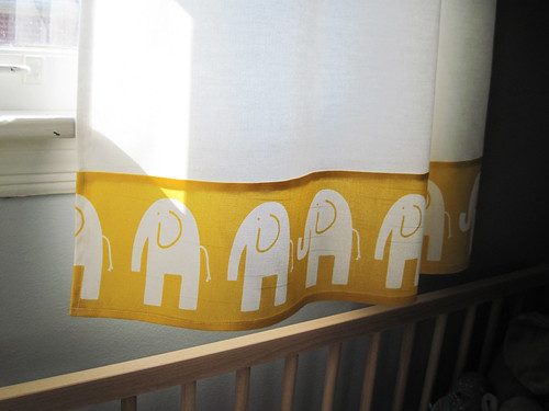 yellow and white elephant curtains