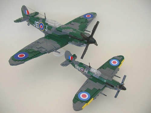 Lego Spitfire Mk IX (little and large)