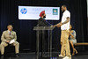LeBron James and HP’s Satjiv Chahil shaking hands at the Boys & Girls Club of Miami-Dade