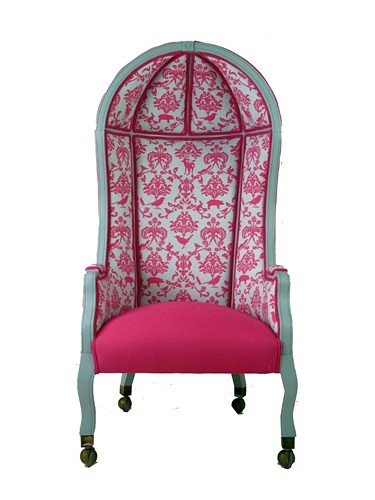 Pink and white print Vintage Bonnet Top Chair