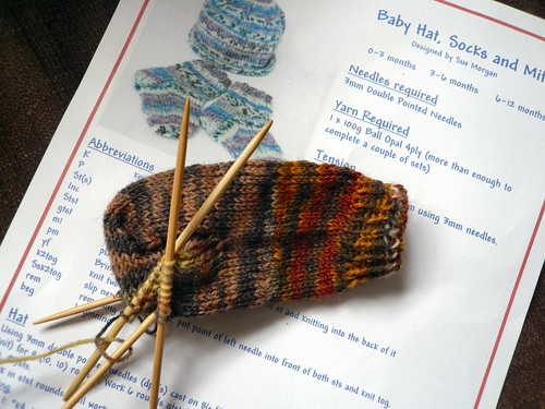 sock wool from Farnham in progress
