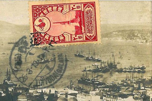 Istanbul, vue panoramique du port et du Bosphore en 1919 - détail