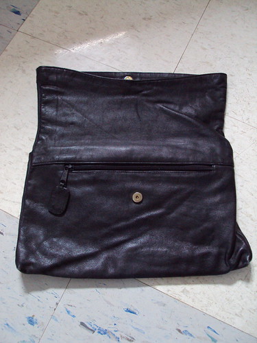 Foldover Black Leather Clutch (inside)