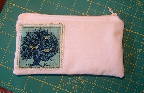 Zippered Pouch with Birds in Tree