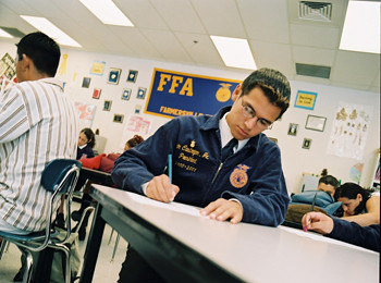 During National Agriculture Week, agriculture groups are coming together to recognize and promote agriculture's numerous contributions to America. This images represents a "Census at School" project.  This is an interactive program for FFA members to access and analyze data from around the world.