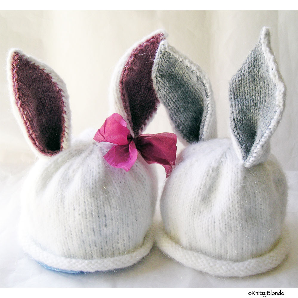 Hand Knit Easter Baby Bunny Hats - Girl & Boy