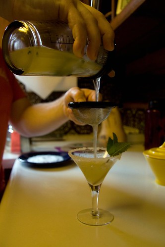 Strain into Salt-Rimmed Cocktail Glass