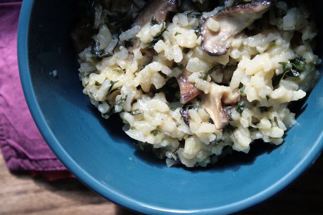 spinach and mushroom risotto
