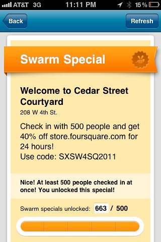 foursquare's Groupon Style Discount