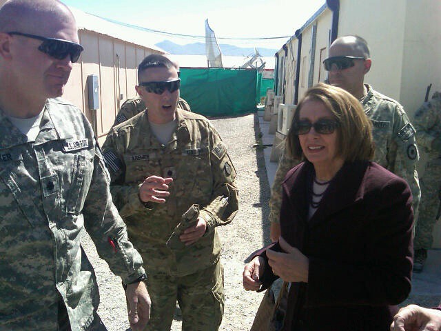 Leader Pelosi meeting with American soldiers at the US Embassy in Kabul