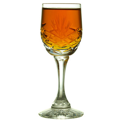 Crystal glass with sherry - backlit