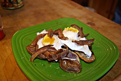 Poached duck eggs