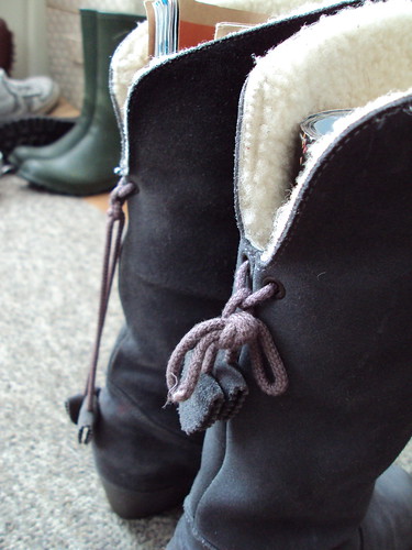 Grey Suede and Shearling Boots (back)