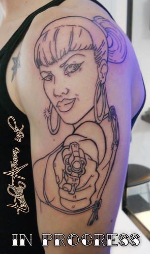 wild girl gun chicano tattoo