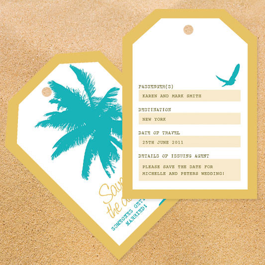beach party luggage tag save the date