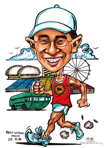 running caricature for Singapore Armed Force