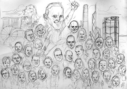 Group caricatures for UBS - pencil sketches