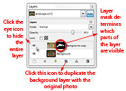 A Layer Mask is added to the duplicated layer in the Layers dialog.