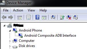 Successful installation of USB drivers for Android phone