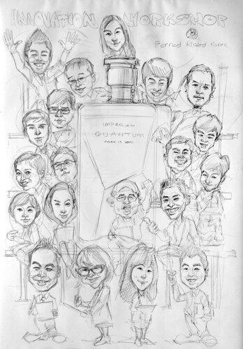 Group caricatures for Pernod Ricard Korea - pencil sketch