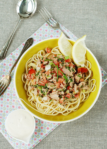 Cold Spaghetti and Mediterranean Tuna Salad