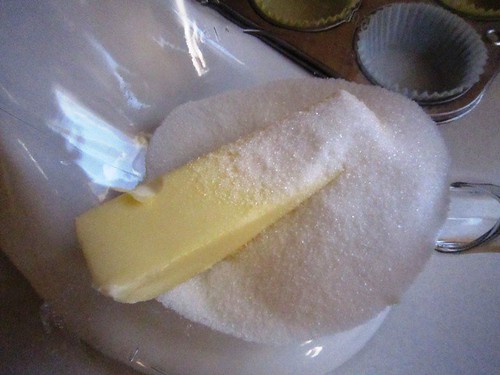 Butter and sugar await mixing