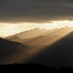 Backlight Mountain Sunrise, from Calvi, Corsica, France