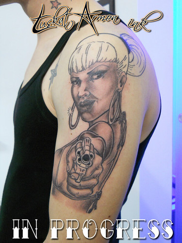 chicano wild gun girl tattoo