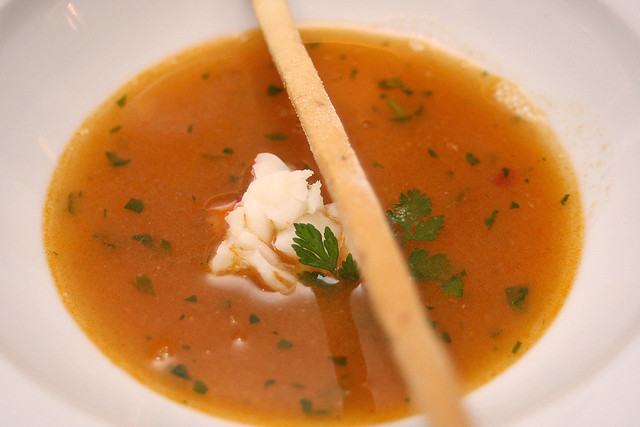 Bisque of Shellfish - Italian-style with Grissini all'aglio