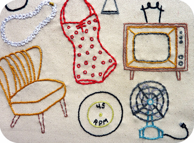 Vintage Shop Embroidery Pattern, detail 1