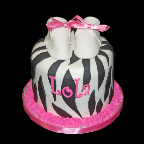 black and white zebra with hot pink baby shower cupcake tower