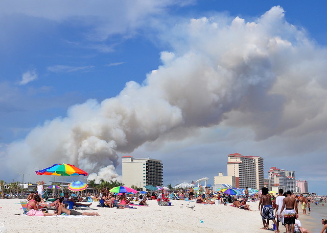 fires in gulf shores..view from the beach