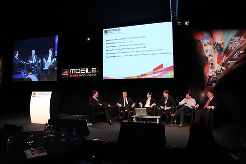 Gerd Leonhard moderating a mobile advertising panel at the Mobile World Congress 2011