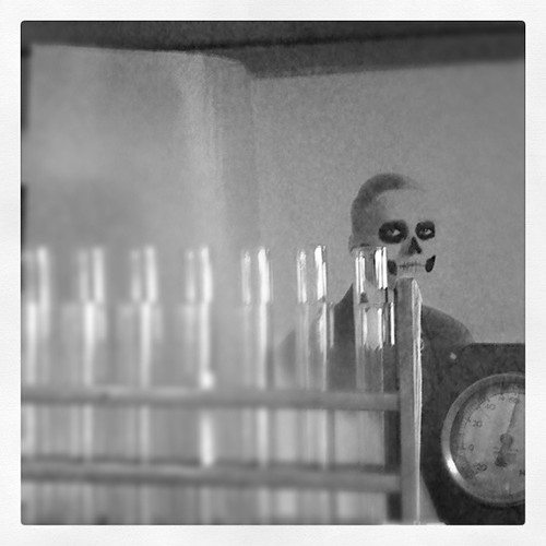 Day of the Dead Face and Test Tubes